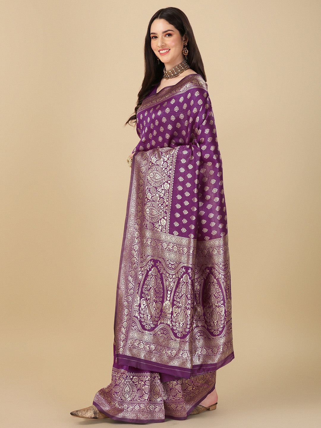Kalini Ethnic Motifs Zari Art Silk Banarasi Saree | Swadesiicart