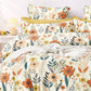 AEROHAVEN Premium Cream-Coloured Floral Cotton 300 TC King Bedsheet & 2 Pillow Covers