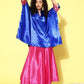 InWeave Women's Blue Pink Brocade Satin Boho Kurta Pink Palazzo Set - Swadesiicart