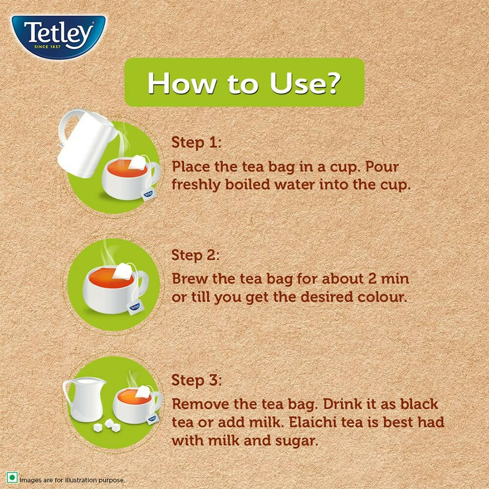 Tetley Elaichi Flavoured Chai - Black Tea, Every Sip Will Awaken Your Senses - Swadesiicart