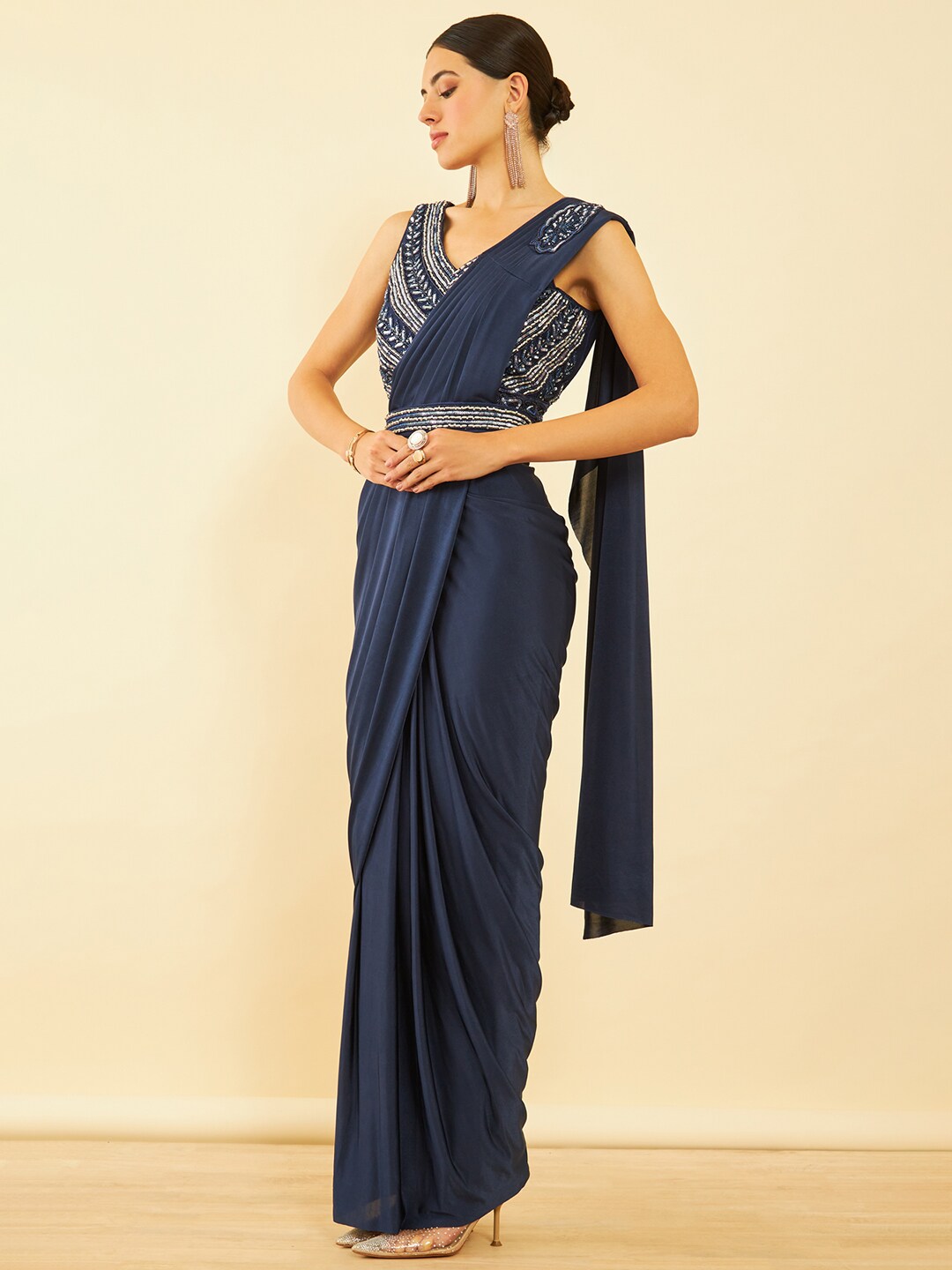 Soch Beads and Stones Ready to Wear Saree | Swadesiicart