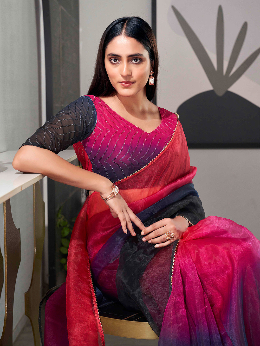 Tikhi Imli Organza Saree | Swadesiicart