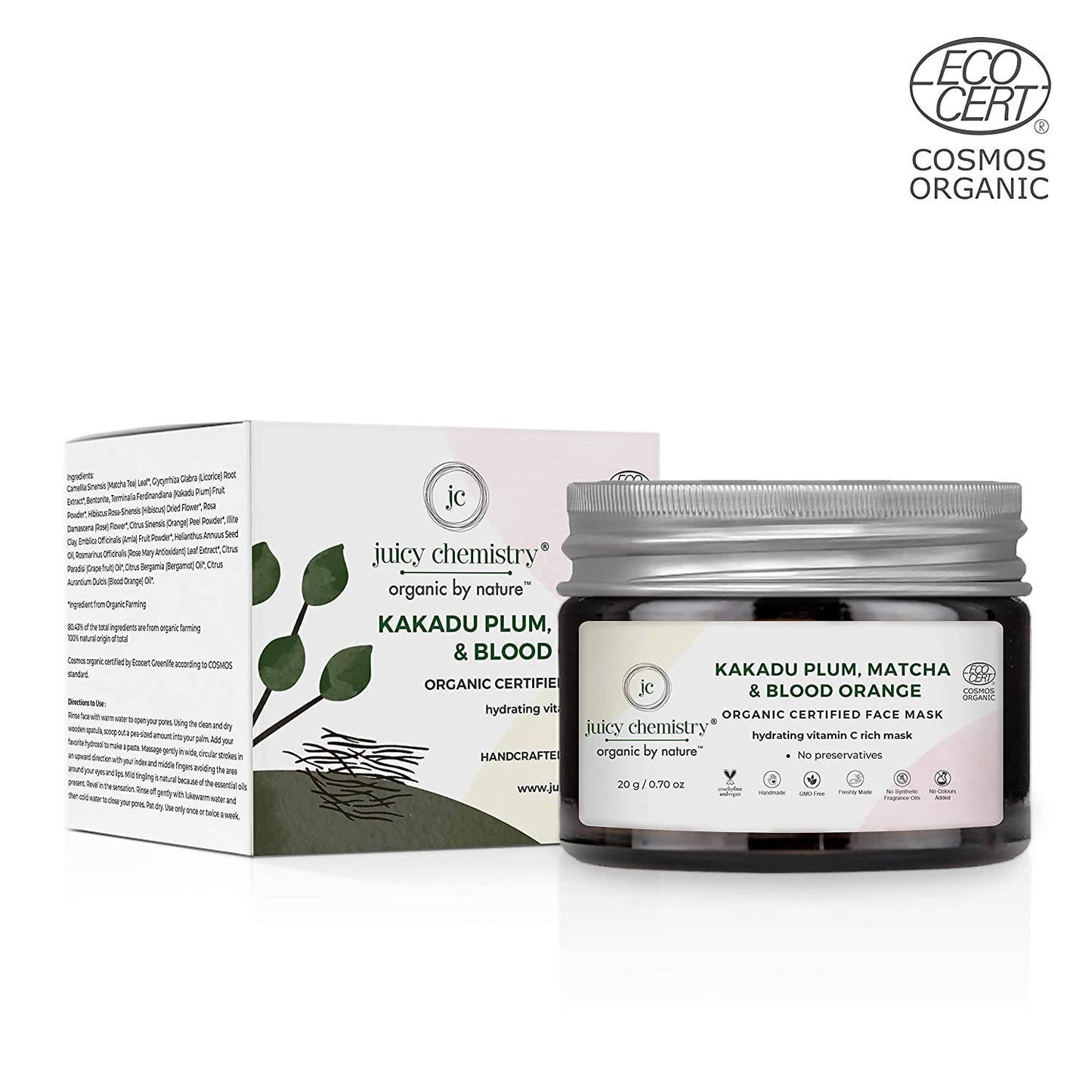 Juicy Chemistry Kakadu Plum, Matcha & Blood Orange Face Mask | Swadesiicart