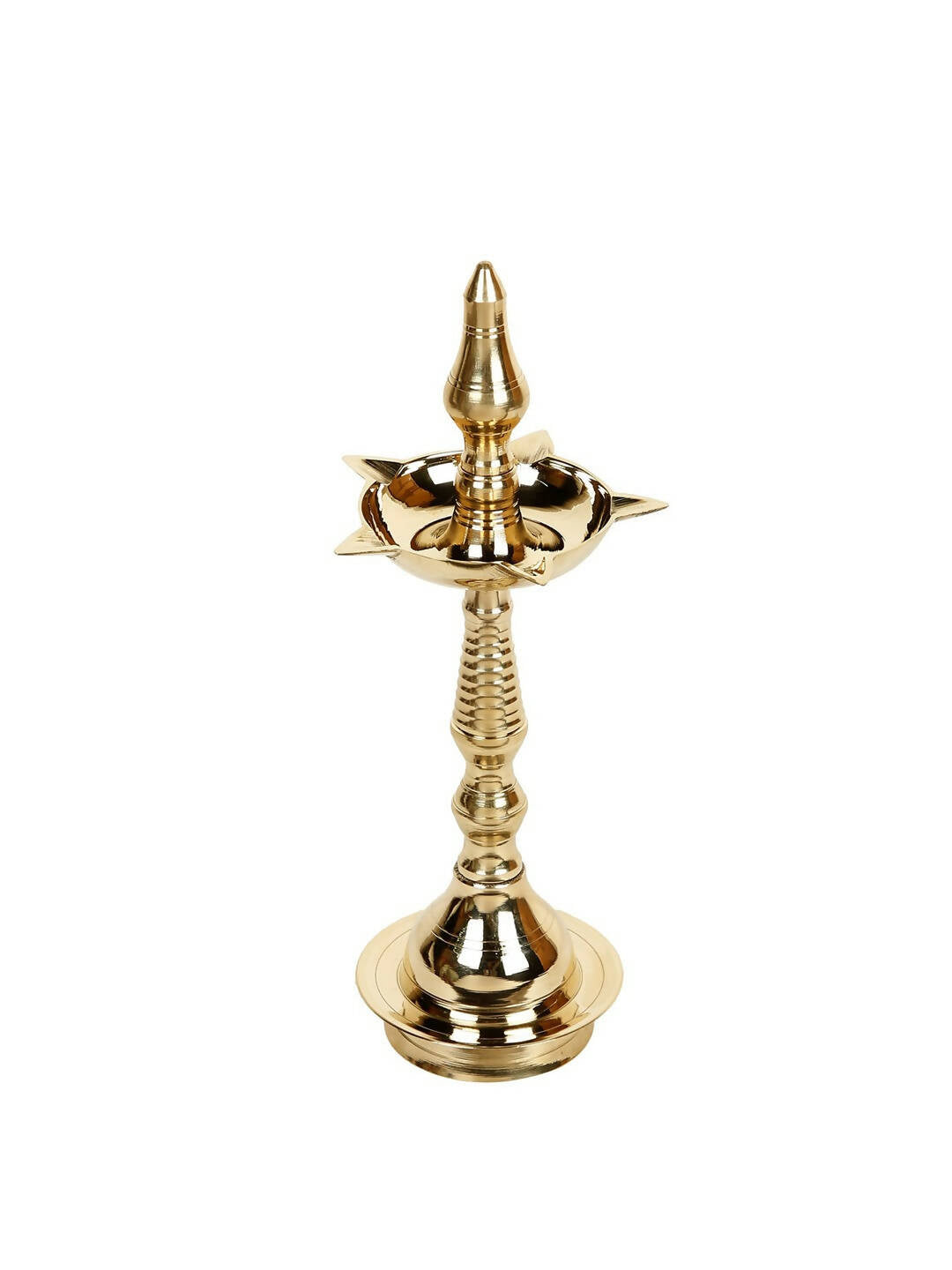CraftVatika Gold-Toned Brass Kerala Diya Oil Lamp Stand | Swadesiicart