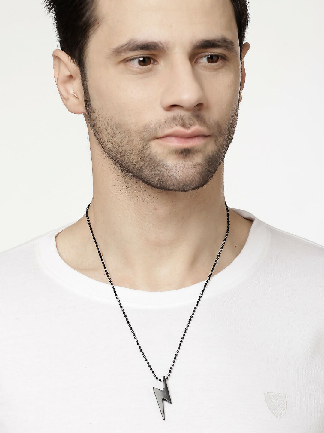NVR Men's Set of 2 Black & Silver Flash Pendent With Chain - Swadesiicart