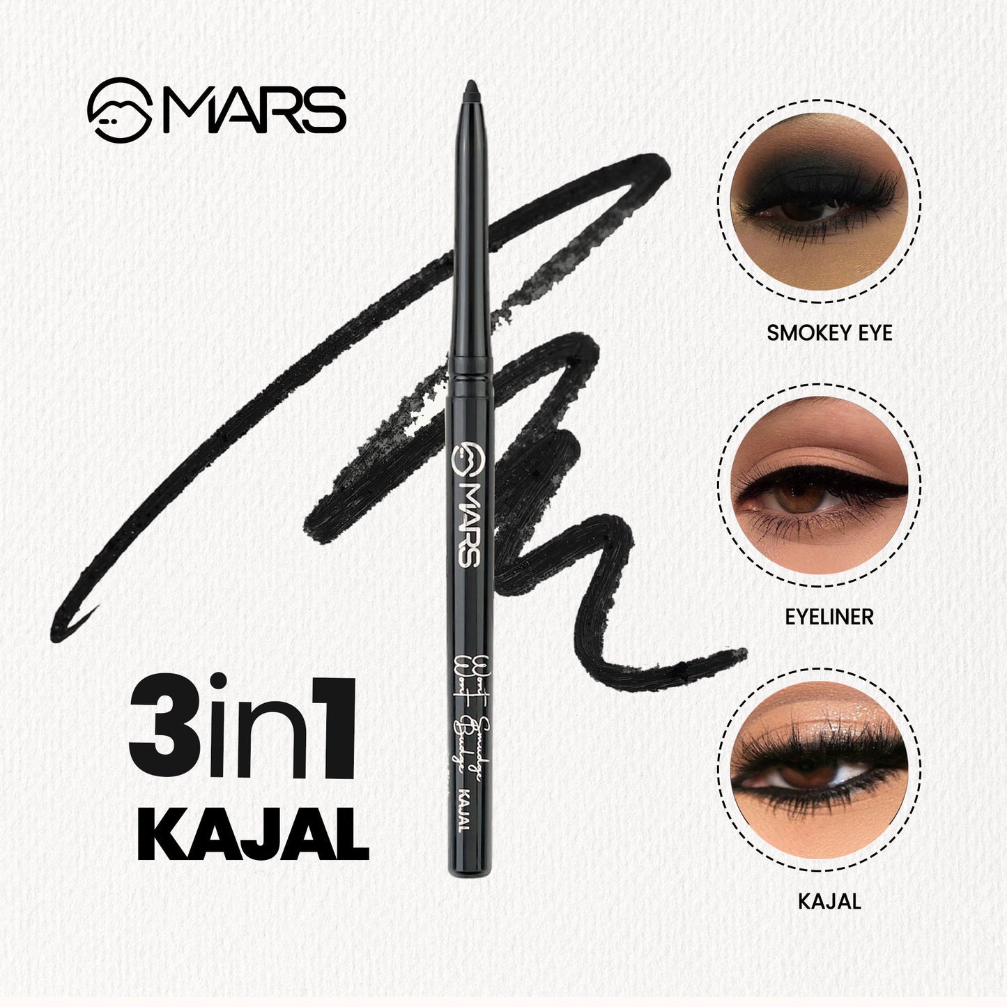 MARS Cosmetics Won't Smudge Won't Budge Kajal - Black - Swadesiicart