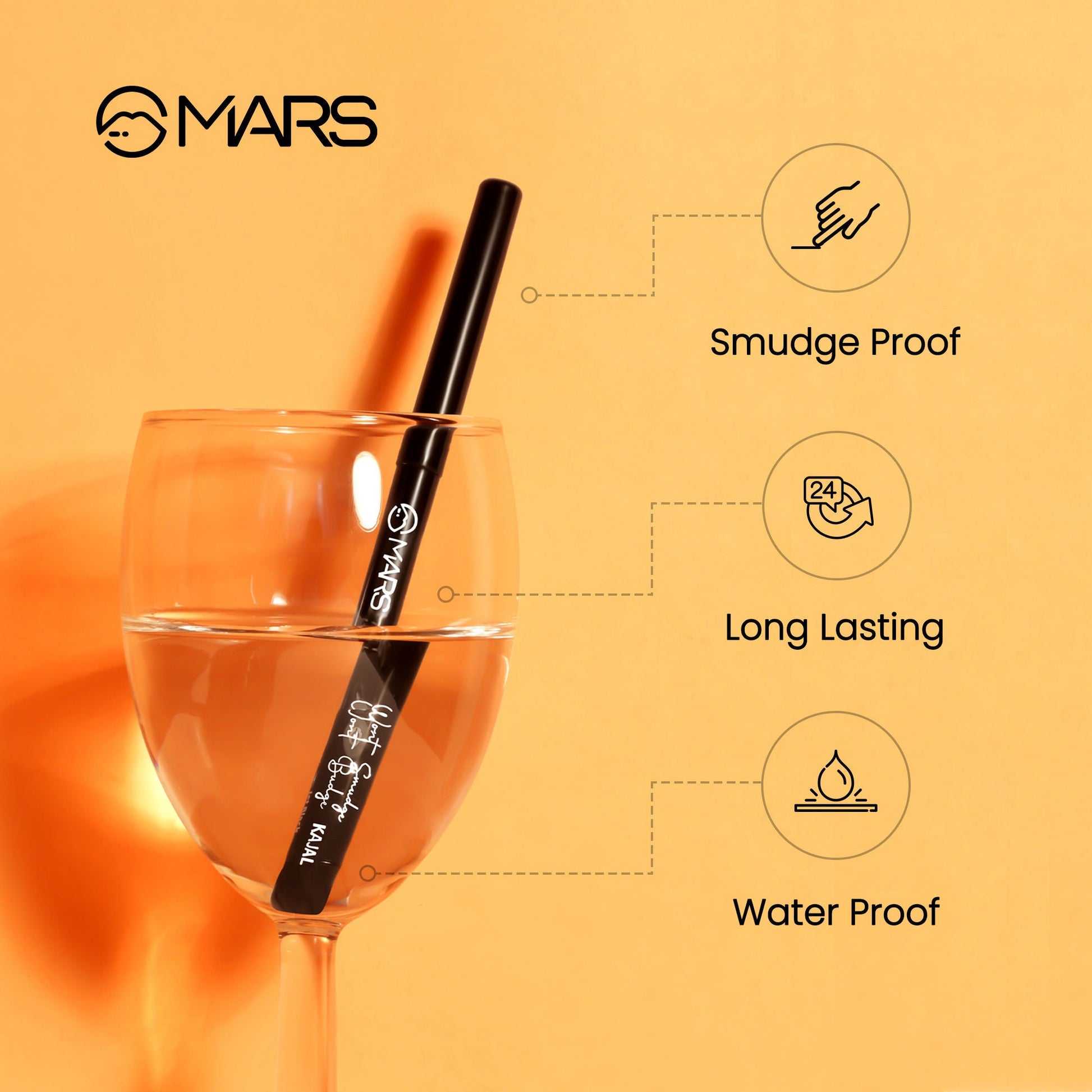 MARS Cosmetics Won't Smudge Won't Budge Kajal - Black - Swadesiicart