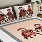 JAIPUR FABRIC Peach Ethnic Motifs Cotton 250 TC Super King Bedsheet With 2 Pillow Covers | Swadesiicart