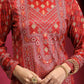 Vishudh Red Ethnic Motifs Printed Neck Straight Kurta - Swadesiicart