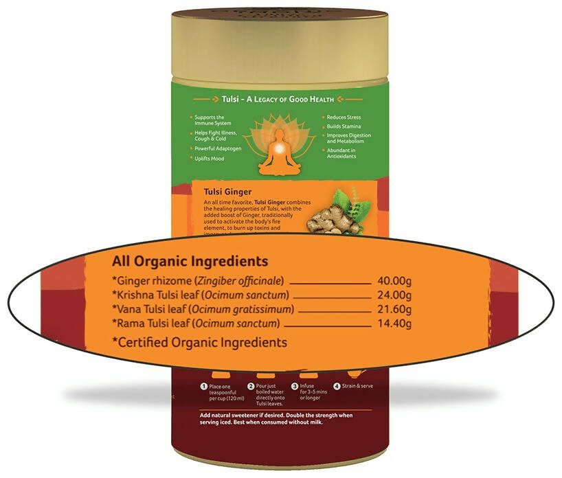 Organic India Tulsi Ginger Green Tea | Certified Organic Immunity & Digestion Tea - Swadesiicart