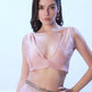 Baby Pink Burberry Solid Designer & Lace Work Saree - Samaa