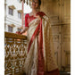 DEIANA'S Beautiful Designer Golden zari Soft Lichi Silk Saree - White - Swadesiicart