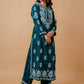HOUSE OF KARI Ethnic Motifs Embroidered Chikankari Velvet Kurta With Trousers | Swadesiicart