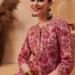 Anouk Floral Printed Round Neck Pure Cotton Straight Kurta - Swadesiicart