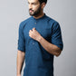 Even Apparels Navy blue Color Pure Cotton Men's Kurta With Side Placket (CHK1056) | Swadesiicart