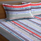 BOMBAY DYEING Red & Blue Striped Cotton 120 TC King Bedsheet with 2 Pillow Covers - Swadesiicart