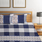 Home Sizzler Blue & White 210 TC Queen Geometric Cotton Bedsheet with 2 Pillow Covers - Swadesiicart