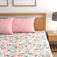 CHHAVI INDIA White & Pink Floral Ultra Soft 210 TC King Bedsheet with 2 Pillow Covers - Swadesiicart