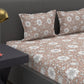 MYTRIDENT Brown White Ethnic Motifs 200 TC Cotton 1 King Bedsheet with 2 Pillow Covers - Swadesiicart