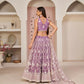 Aastha Fashion Lavender Butterfly Net White Cotton Thread Work, Zari Work And Sandwich Sequence Work Embroidery Wedding Wear Lehenga Choli