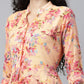 Souchii Peach-Coloured Floral Layered Chiffon Beautiful A-Line Midi Dress - Swadesiicart