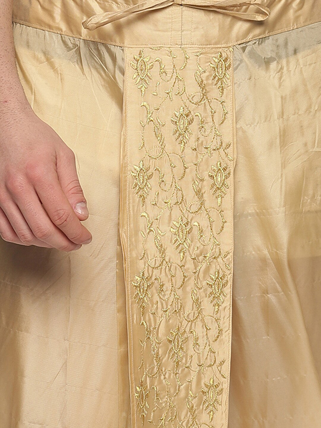 Sethukrishna Gold-Coloured Embroidered Dhoti Pant For Men | Swadesiicart