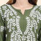 HOUSE OF KARI Floral Embroidered Thread Work Pure Cotton Kurta with Trousers | Swadesiicart