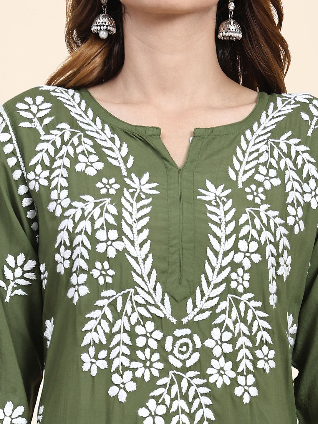 HOUSE OF KARI Floral Embroidered Thread Work Pure Cotton Kurta with Trousers | Swadesiicart