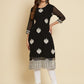 HERE&NOW Black & White Ethnic Motifs Chikankari Embroidered Georgette Kurta | Swadesiicart