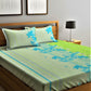 Home Sizzler Green & Blue Floral Cotton 210 TC Queen Bedsheet with 2 Pillow Covers - Swadesiicart