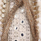 Masq Off White & Gold-Toned Embellished Embroidered Potli Clutch - Swadesiicart