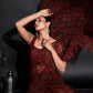 Tikhi Imli Red & Green Floral Printed Poly Georgette Ready To Wear Saree | Swadesiicart