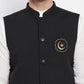 Even Apparels Black Pure Cotton White Kurta Sets With Eid Insignia Jackets PW668 | Swadesiicart