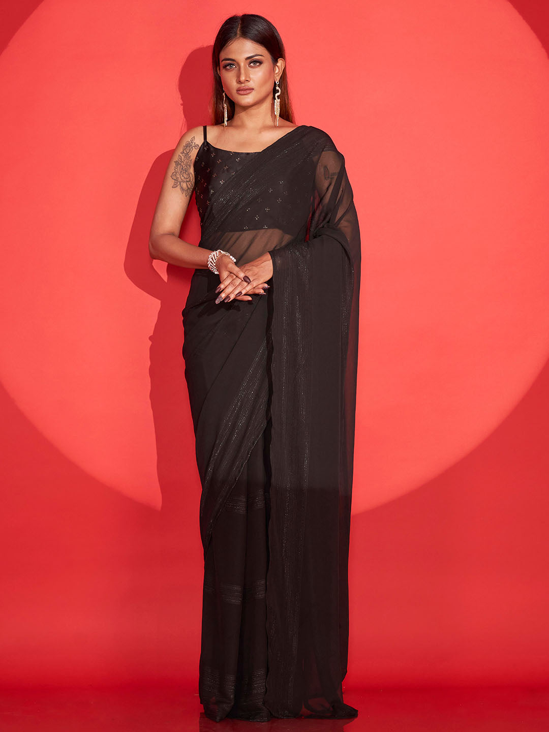 Tikhi Imli Zari Striped Saree | Swadesiicart