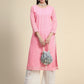 Kalini Paisley Embroidered Chikankari Straight Georgette Kurta | Swadesiicart