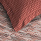 MYTRIDENT Peach Maroon Geometric Pure Cotton 144 TC Queen Bedsheet Pillow Covers - Swadesiicart