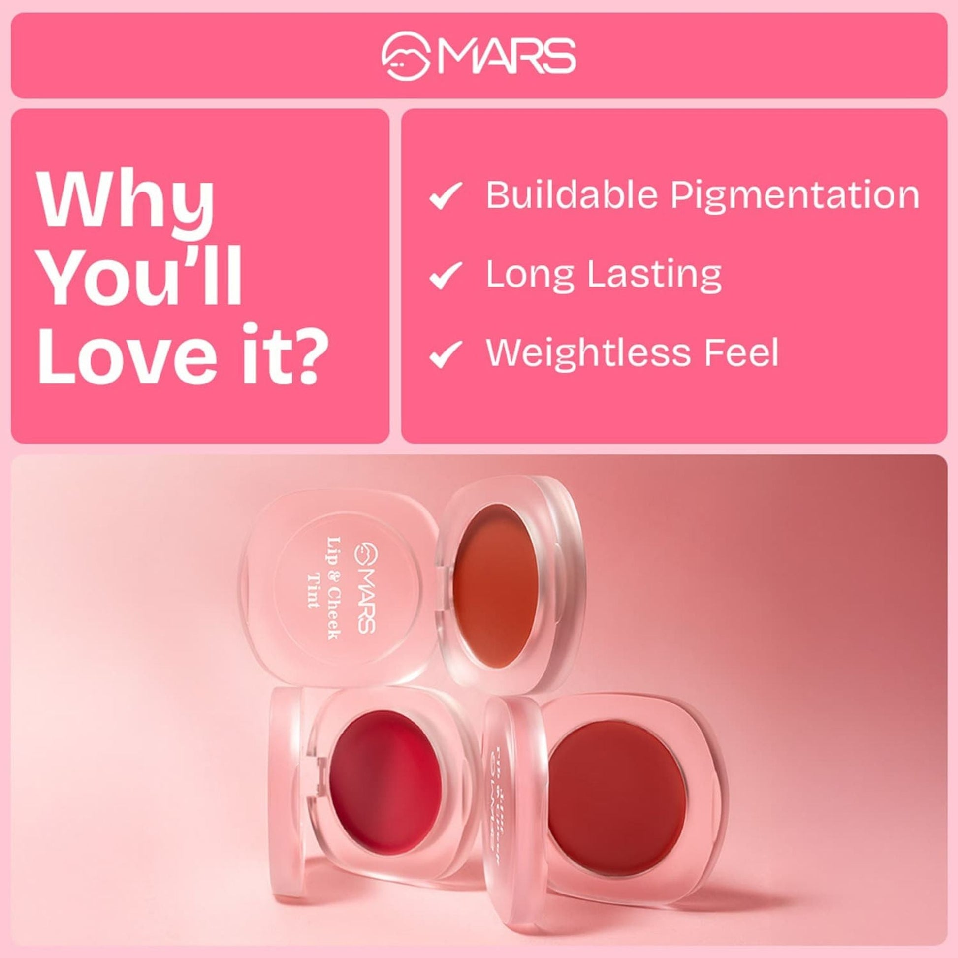MARS Cosmetics Lip & Cheek Tint for Bold Pop Color - 06-Dark Fuschia - Swadesiicart