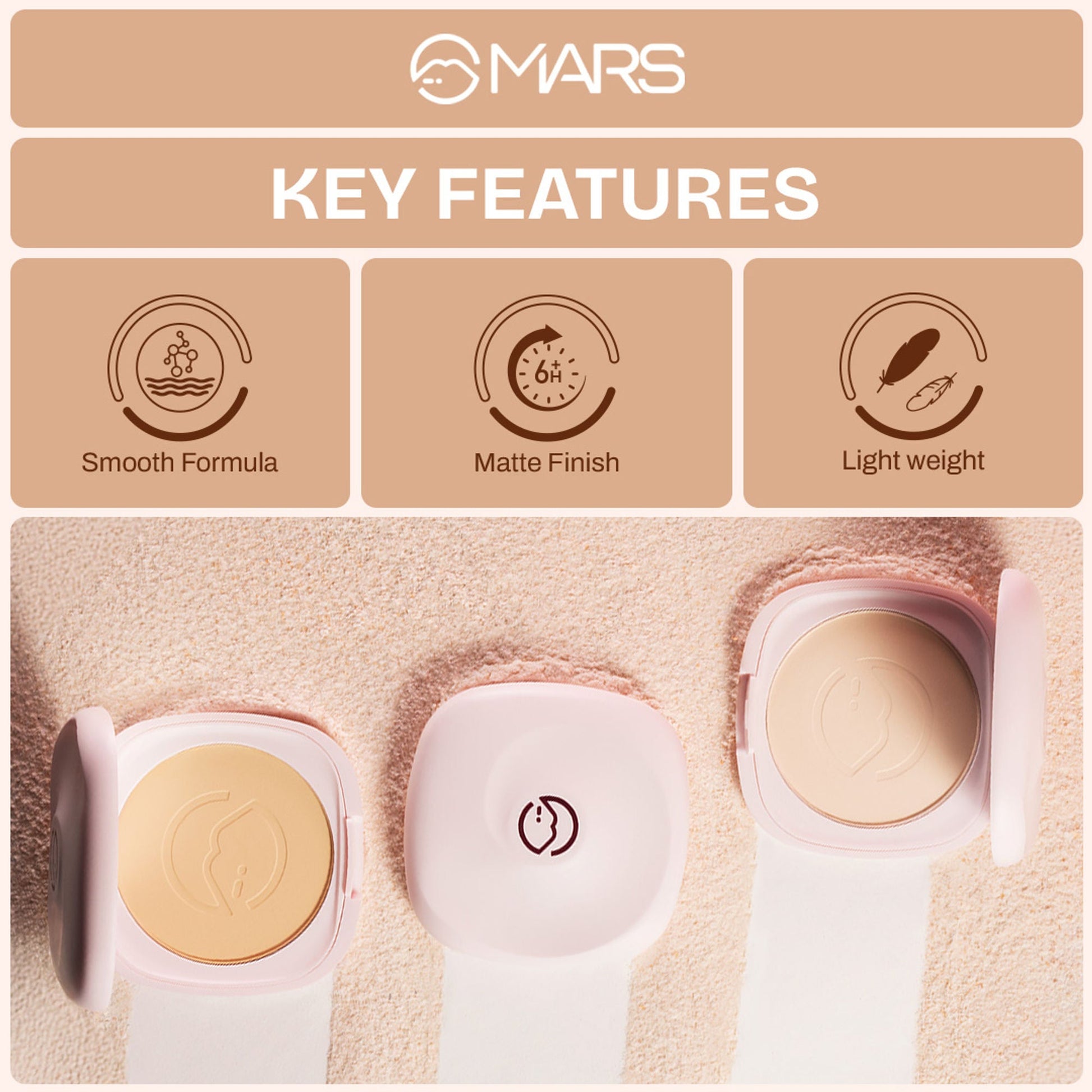 MARS Cosmetics Zero Oil Compact Powder - 06-Tan - Swadesiicart