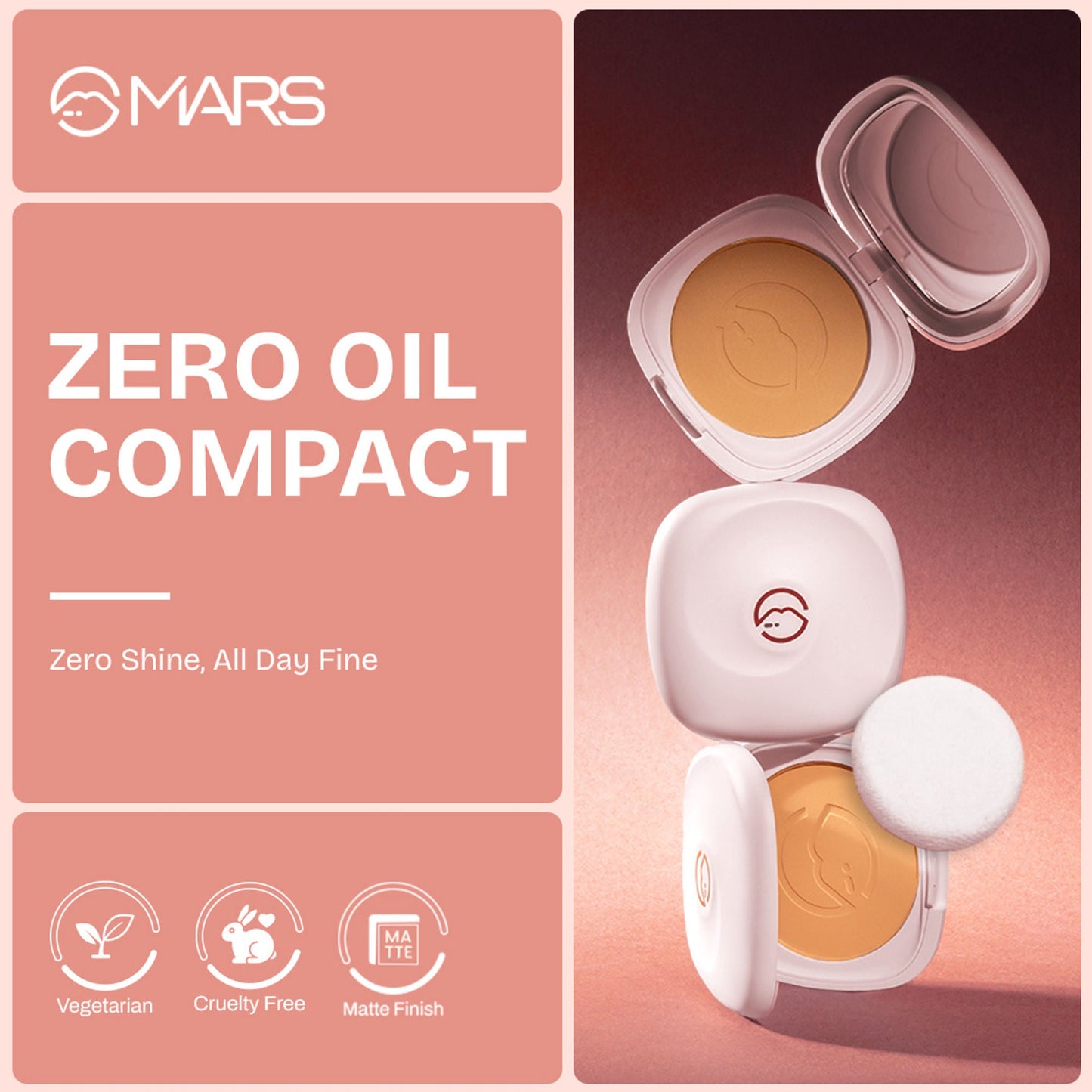 MARS Cosmetics Zero Oil Compact Powder - 07-Mocha - Swadesiicart