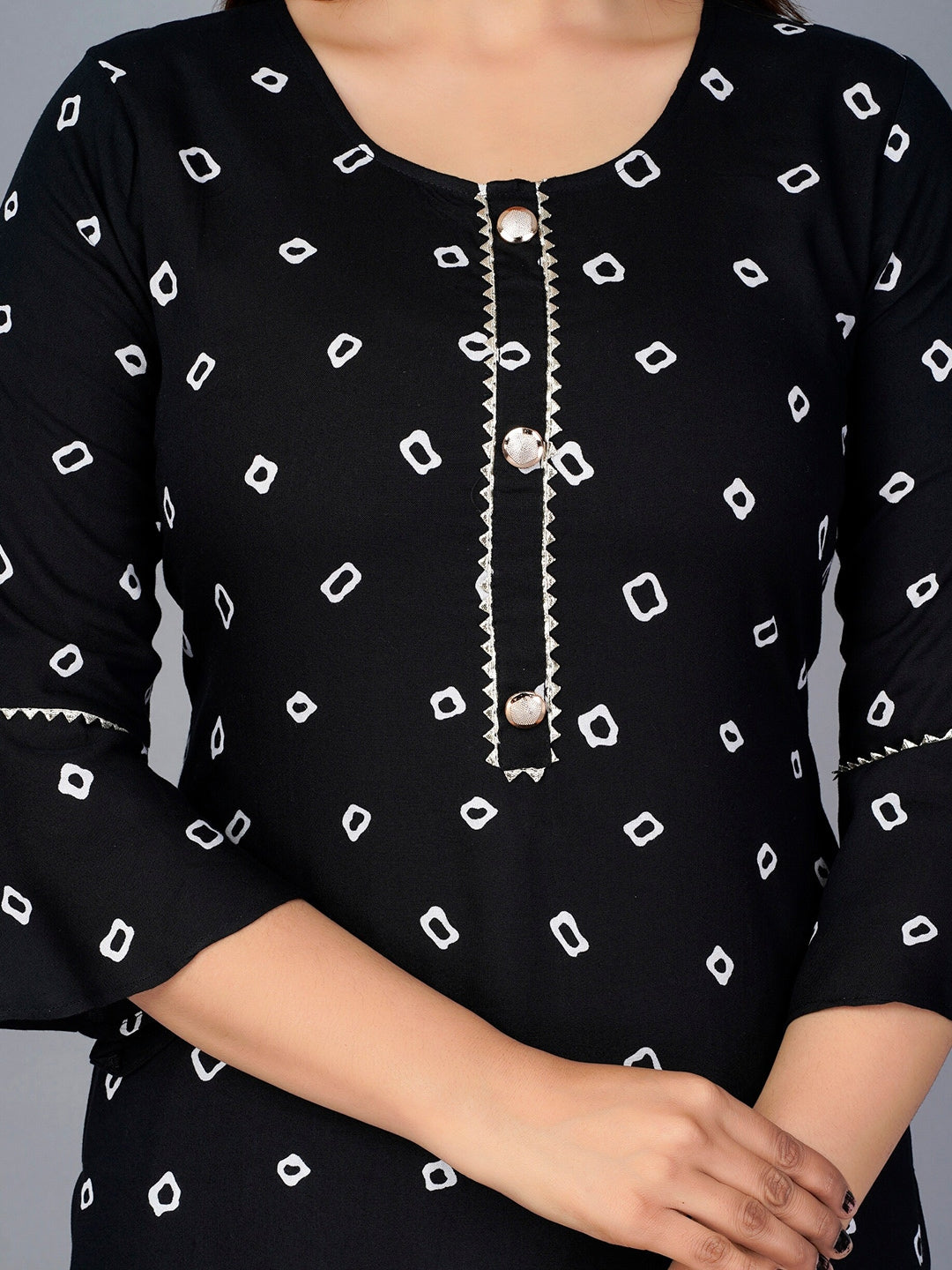 Kalini Bandhani Printed Kurta with Sharara & Dupatta - Swadesiicart