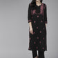 ADA Ethnic Motifs Embroidered Round Neck Chikankari Cotton Kurta | Swadesiicart