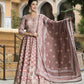 Wedding Designer PaleMauve Soft Dola Silk Anarkali suit with Dupatta - Samanta - Swadesiicart