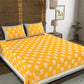 BLOCKS OF INDIA Yellow Ethnic Motifs Cotton 210 TC Super King Bedsheet & 2 Pillow Covers