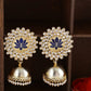 Shoshaa Gold-Polished Navy Blue Kundan-Studded Classic Jhumkas | Swadesiicart