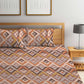 BOMBAY DYEING Epigram Brown & Yellow Ethnic Cotton 120 TC Queen Bedsheet & Pillow Covers - Swadesiicart