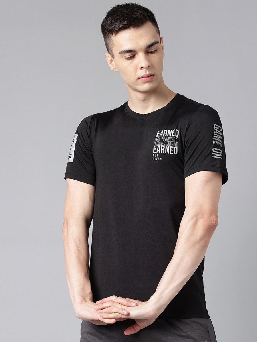 Alcis Typography Printed Dry Tech Slim Fit T-Shirt | Swadesiicart