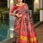 Vishnu Weaves Women's Green Banarasi Silk Patola Printed Saree with Blouse - Swadesiicart