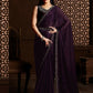 Aafreen Partywear Designer Purple Satin Chiffon Fancy Saree