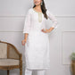 White Viscose Silk Embroidery with Thread and sequence Stitched Suit With Dupatta - Tanisha | Swadesiicart