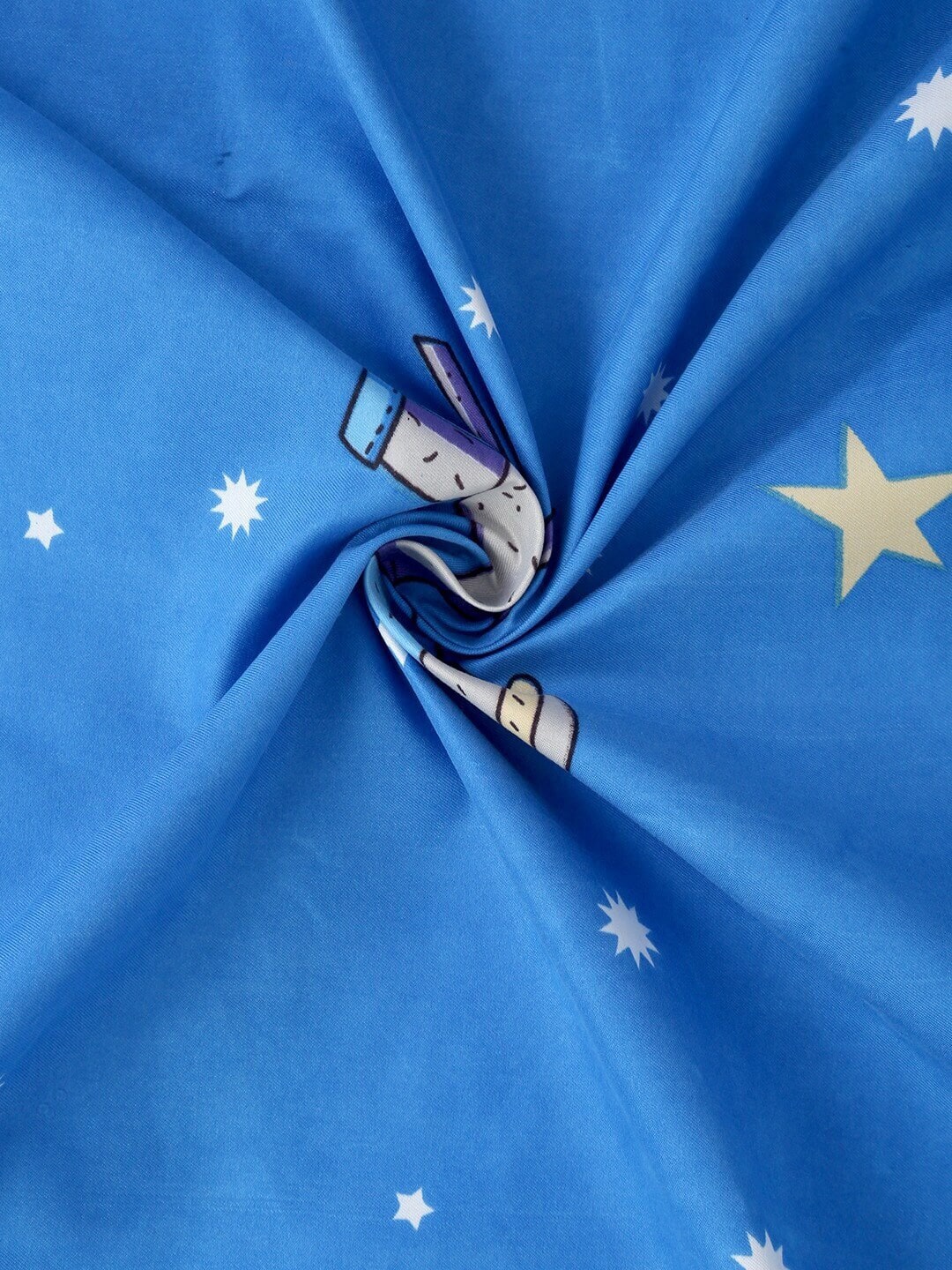 Home Sizzler Blue & White Cartoon Characters 210 TC Single Bedsheet with 1 Pillow Covers - Swadesiicart